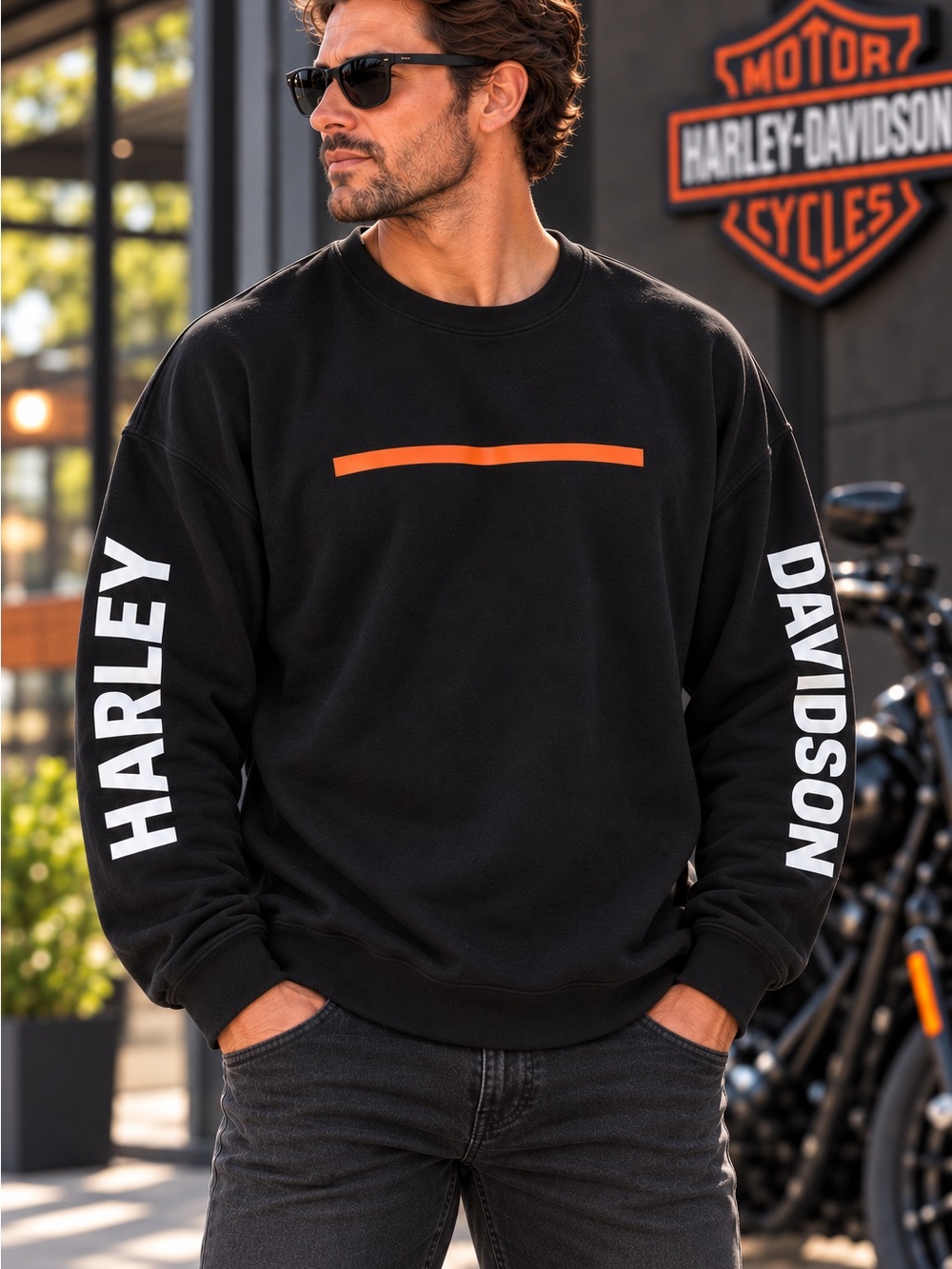 Harley-Davidson Hyphen Crewneck Sweatshirt Black Men’s XL Oversized Moto #239